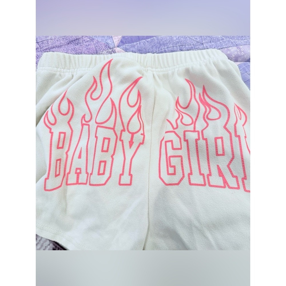 BABY GIRL Womens XS French Terry Beige Pink Casual Pajama Sweat Shorts Sexy - Picture 4 of 4